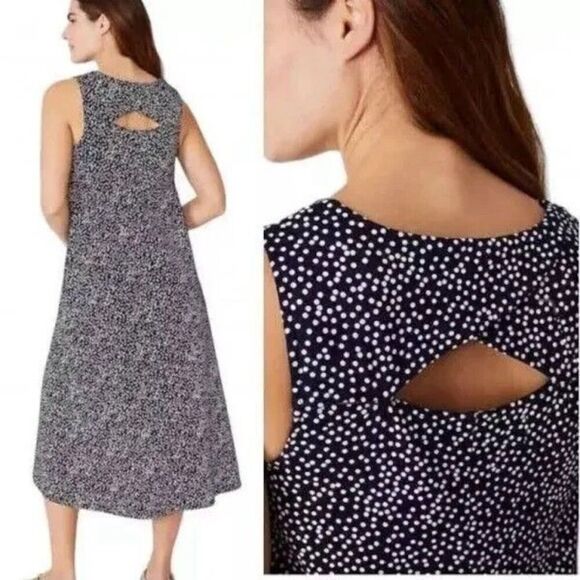 J. Jill Wearever Collection NWT Polkadot  Maxi Dress Blue and White sz. XS #AI - Picture 2 of 10